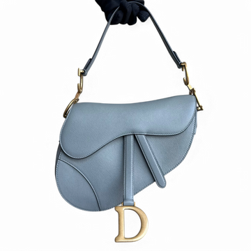 Dior Saddle Medium - Grained Calfskin Haze Blue Gold Hardware