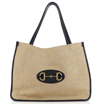 GUCCI Horsebit 1955 Tote Canvas and Leather Medium