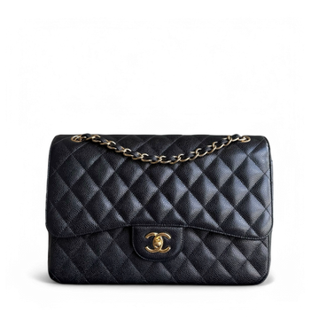 Chanel Classic Flap Jumbo - Caviar Double Flap 30CM Quilted Black Gold Hardware