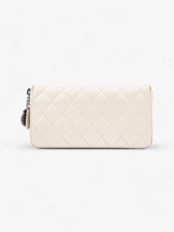 Chanel Zip Wallet Cream Lambskin Leather
