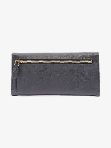 Prada Continental Wallet Black Saffiano Leather