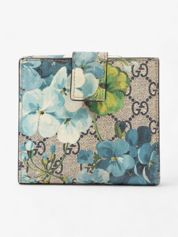 Gucci Monogram Blooms French Flap Wallet EC Supreme / Blue Coated Canvas