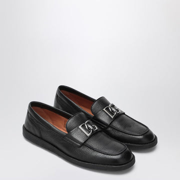 Dolce&Gabbana Black Leather Loafers With Dg Logo Men