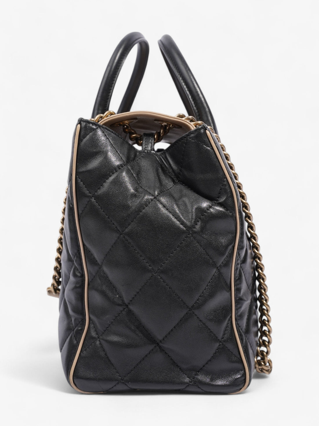 Chanel Portobello Tote Black / Beige Lambskin Leather Small