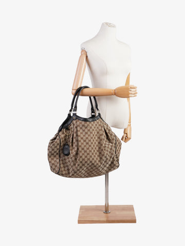 Gucci Sukey Large Beige And Ebony EC Supreme Canvas