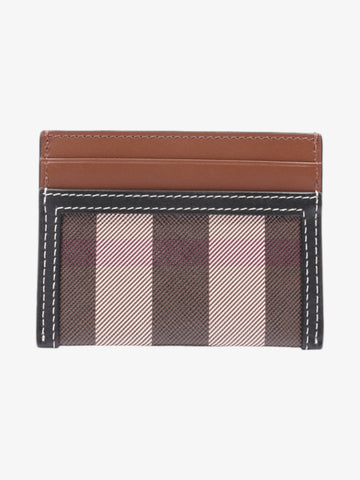 Burberry Check Card Case Dark Birch Brown Polyurethane