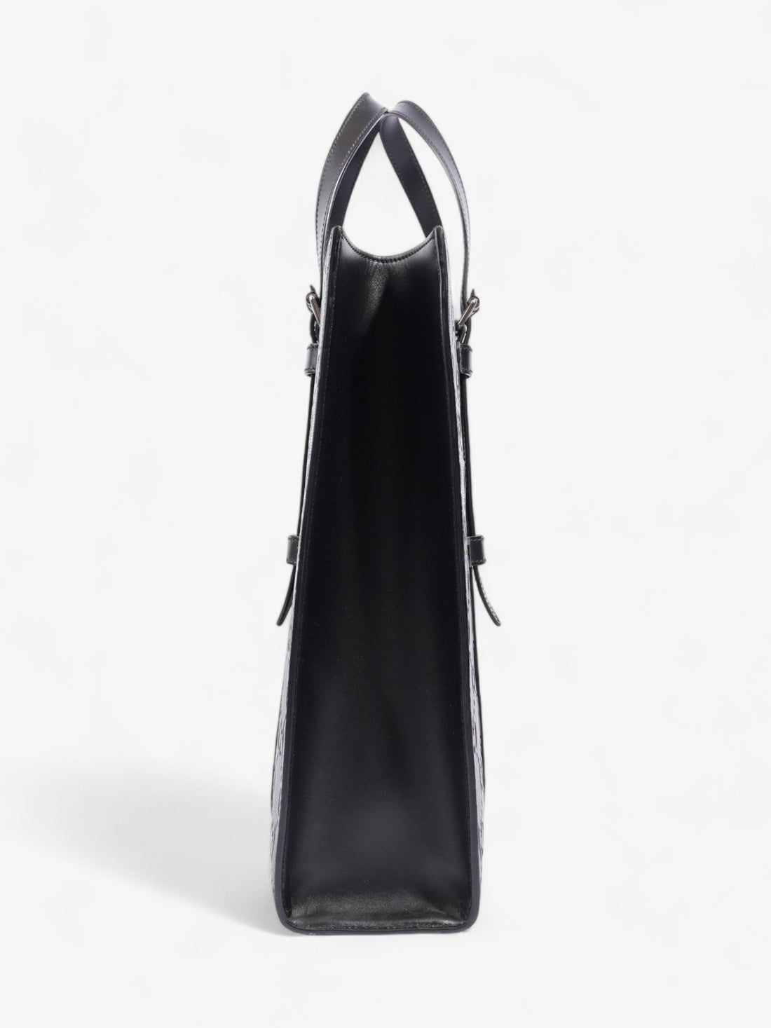 Gucci EC Tote Bag Black Embossed Leather Medium