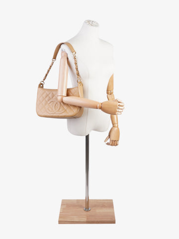 Chanel Timeless CC Shoulder Bag Beige Caviar Leather