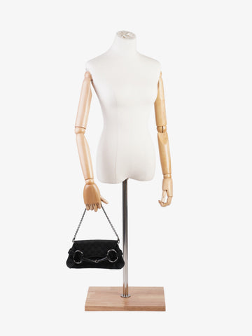 Gucci Horsebit Chain Clutch Black EC Supreme Canvas