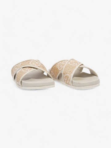 Gucci EC Crossover Sandals White / Natural / Baby Pink Raffia EU 39 UK 6