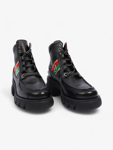 Gucci Interlocking EC Ankle Boots 65 Black / Red / Green Leather EU 42 UK 9