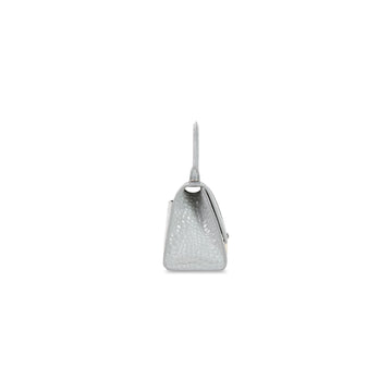 BALENCIAGA HOURGLASS SMALL HANDBAG CROCODILE EMBOSSED IN GREY