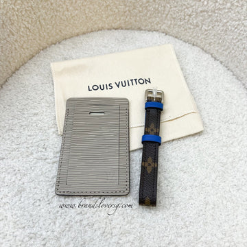 LV LuCSage Tag in Beige / Grey / Blue Epi Leather and Monogram Canvas