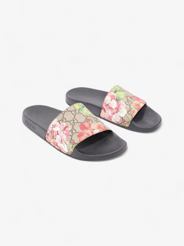 Gucci EC Supreme Blooms Floral Slides Beige  / Floral Canvas EU 38 UK 5