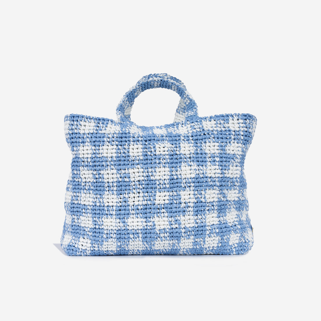 Large Check Crochet Tote Bag