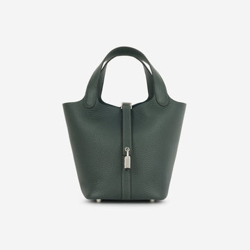 Hermès - Picotin 18 - Vert Fonce Clemence PHW - 2025 - Brand New
