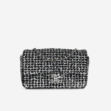 Chanel Chanel Mini Rectangular - Black / White Sequin | Silver Hardware