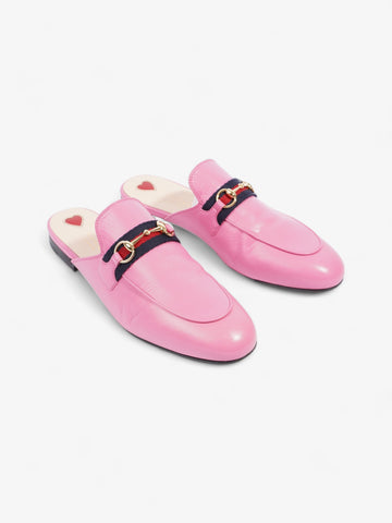 Gucci Malaga Kid Web Princetown Pink Tropical Flower Calfskin Leather EU 40 UK 7