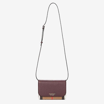 BURBERRY HAMPSHIRE HOUSE CHECK MAHOGANY CROSSBODY BAG