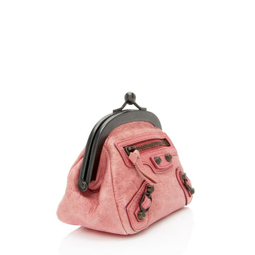 Balenciaga Leather Click Coin Pouch (SHF-cmlQgL)