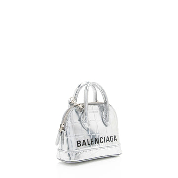 Balenciaga Metallic Croc Embossed Ville Mini Top Handle (SHF-Ayu5RO)