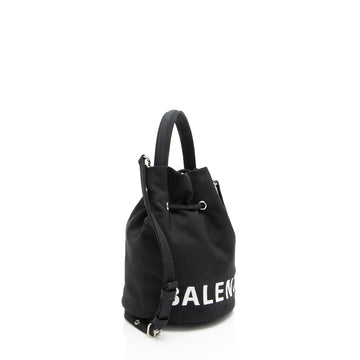 Balenciaga Recycled Nylon Logo Wheel XS Bucket Bag