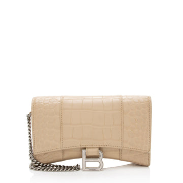 Balenciaga Shiny Croc Embossed Calfskin Hourglass Chain Bag