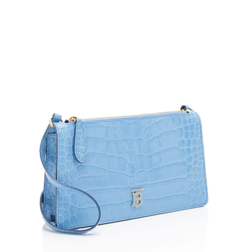 Burberry Croc Embossed Calfskin TB Mini Pouch (SHF-fVTtix)