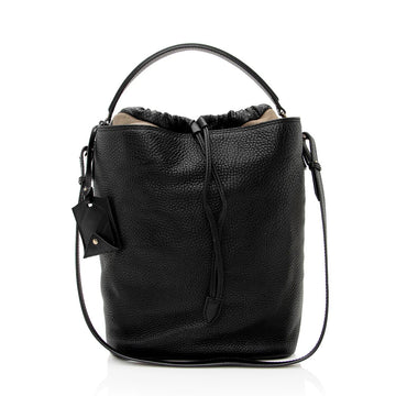 BURBERRY PEBBLED LEATHER HOUSE CHECK ASHBY HOBO BAG