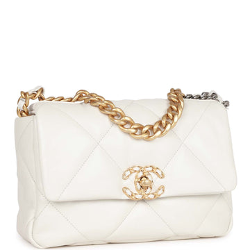 Chanel Medium  Flap Bag White Calfskin Mixed Hardware