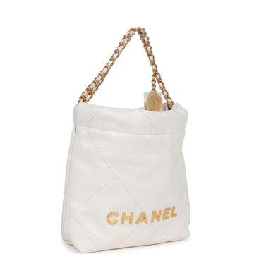 Chanel Mini  Bag White Calfskin Gold Hardware