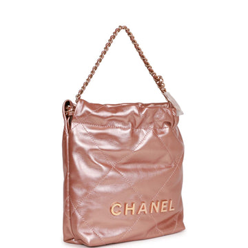 Chanel Mini  Bag Rose Gold Iridescent Calfskin Rose Gold Hardware