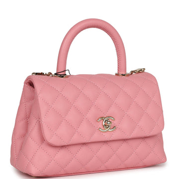 Chanel Small Coco Handle Dark Pink Caviar Light Gold Hardware