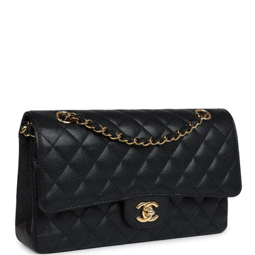 New Chanel Medium Classic Double Flap Black Caviar Gold Hardware