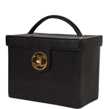 Vintage Chanel Large Vanity Bag Black Caviar Gold Hardware
