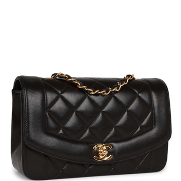 Vintage Chanel Small Diana Flap Bag Black Lambskin Gold Hardware