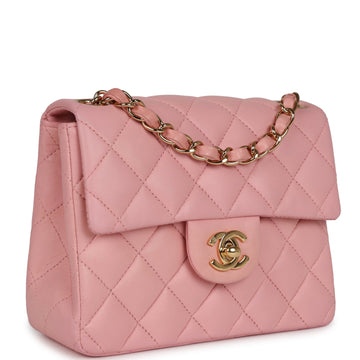 Chanel Mini Square Flap Light Pink Lambskin Gold Hardware