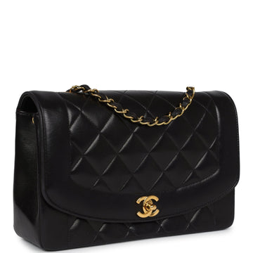 New Chanel Small Diana Flap Bag Black Lambskin Gold Hardware