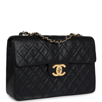 New Chanel XL Jumbo Maxi Flap Bag Black Lambskin Gold Hardware
