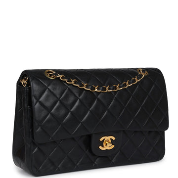 New Chanel Medium Classic Double Flap Bag Black Lambskin Gold Hardware
