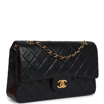 New Chanel Medium Classic Double Flap Bag Black Lambskin Gold Hardware