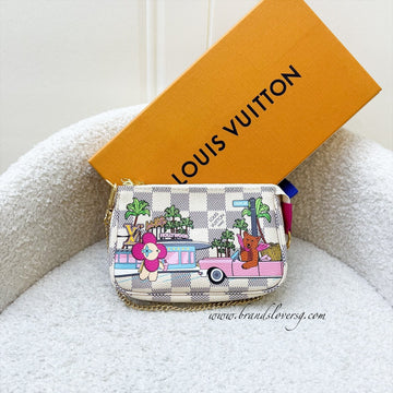 LV Mini Pochette Accessoires in Christmas 2021 Animation in Damier Azur Canvas GHW