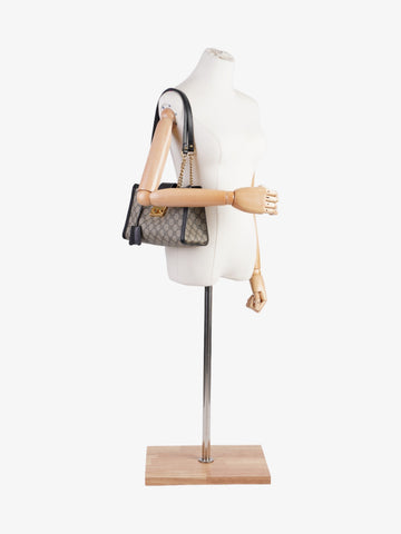 Gucci Padlock Beige And Ebony EC Supreme / Black Coated Canvas Small