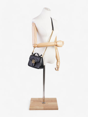 Gucci EC Marmont Mini Top Handle Bag in Quilted Black Leather Black EC Supreme Matelasse Leather Mini