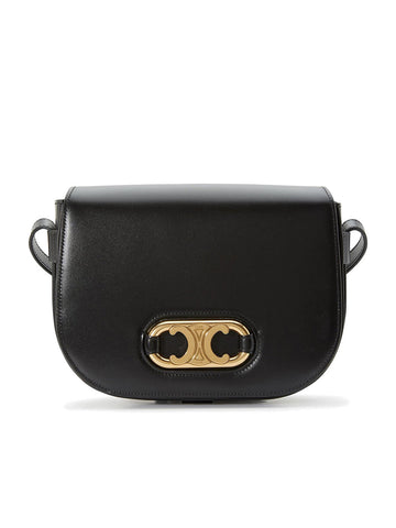 Medium Maillon Triomphe Bag in Satinated Calfskin Black