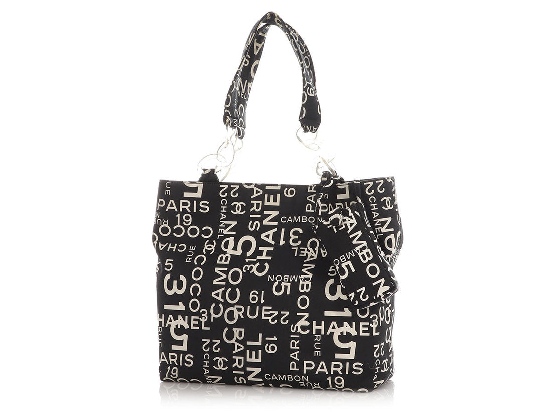 Chanel Black and White Canvas Rue Cambon Tote