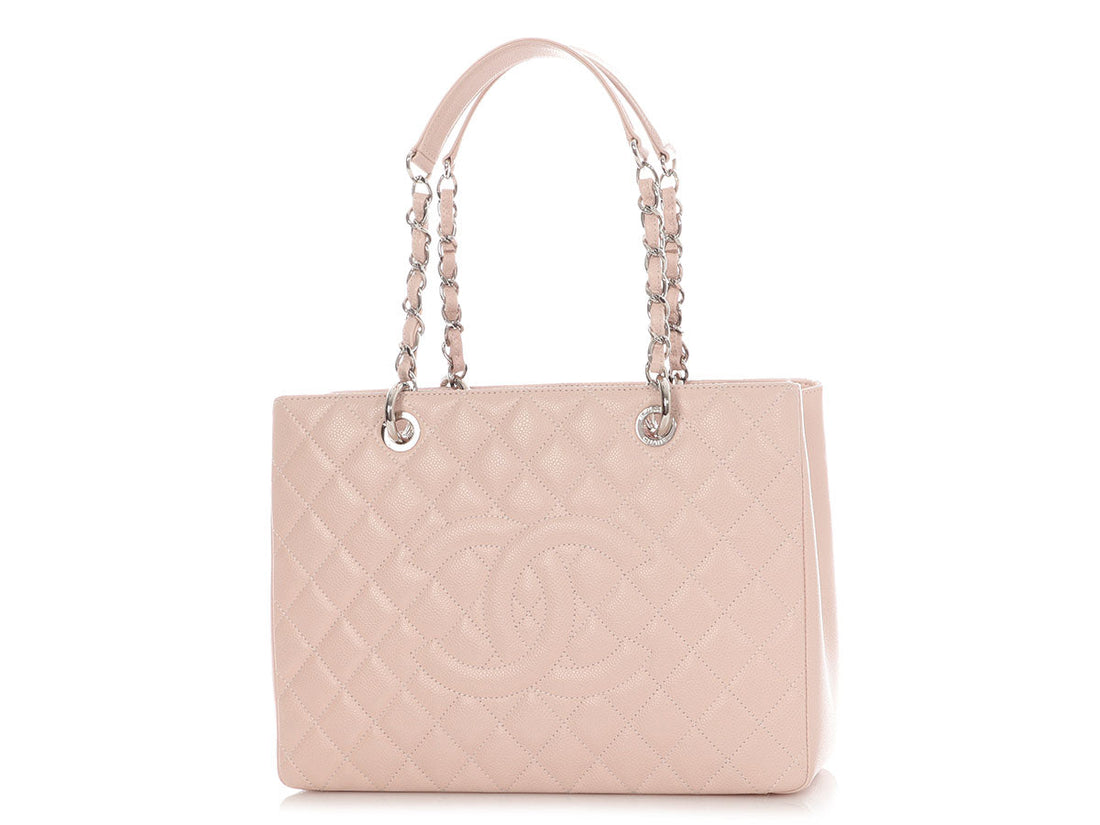 Chanel Light Pink Quilted Caviar Grand Shopping Tote GST