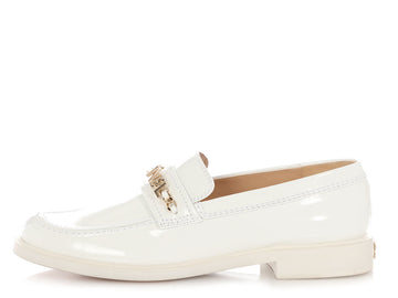 Chanel White Shiny Calfskin Loafers