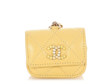 Chanel Yellow Quilted Caviar Candy CC AirPods Case
