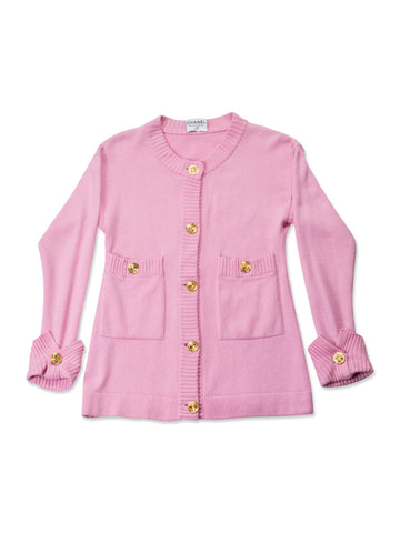 Chanel s Cashmere Gold Clover Buttons Cardigan Pink